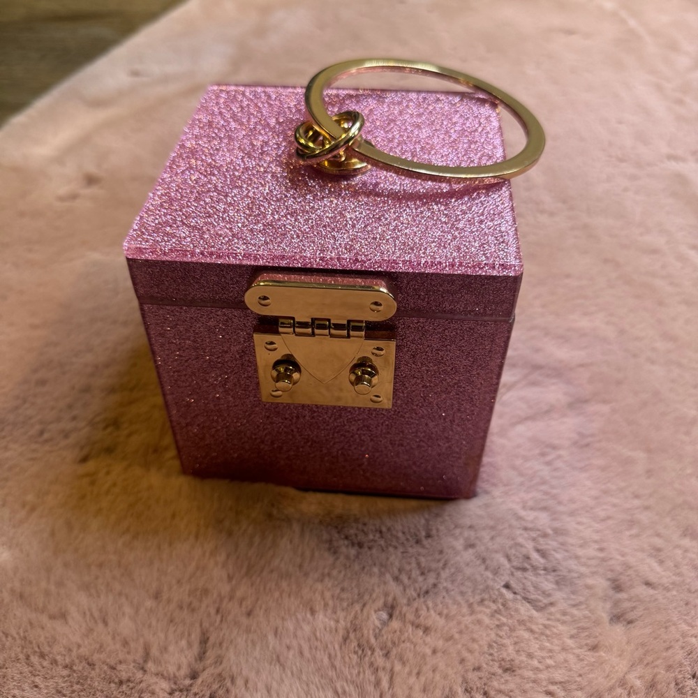 ASOS Pink Glitter Cube Purse with Gold Hardware